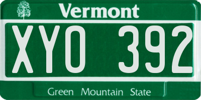 VT license plate XYO392