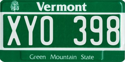 VT license plate XYO398