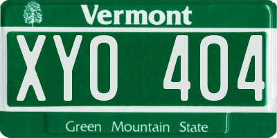 VT license plate XYO404