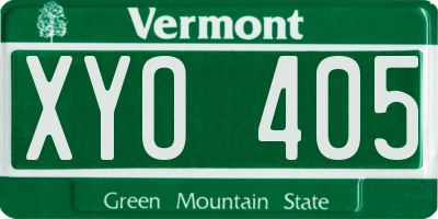 VT license plate XYO405
