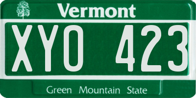 VT license plate XYO423