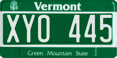 VT license plate XYO445