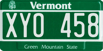 VT license plate XYO458