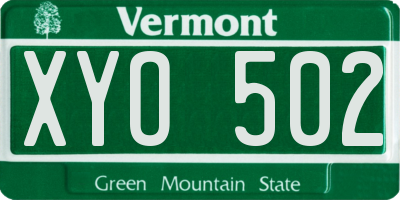 VT license plate XYO502