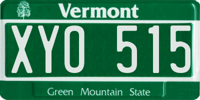 VT license plate XYO515