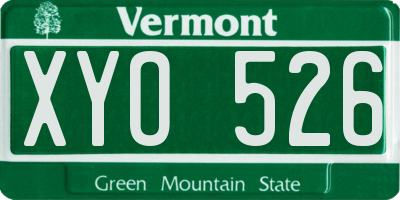 VT license plate XYO526