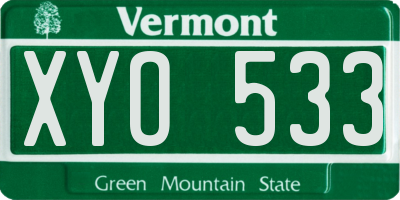 VT license plate XYO533