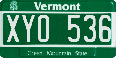 VT license plate XYO536