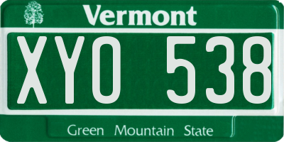 VT license plate XYO538