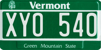 VT license plate XYO540