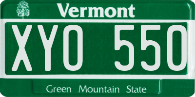 VT license plate XYO550