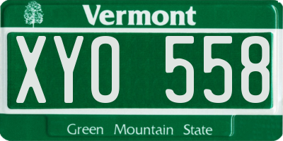 VT license plate XYO558