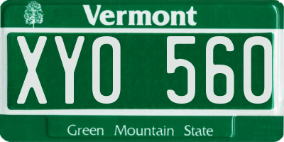 VT license plate XYO560