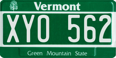 VT license plate XYO562