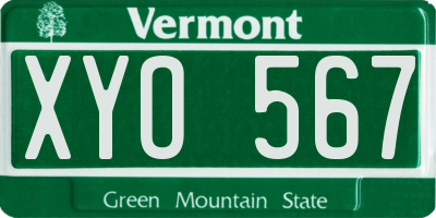 VT license plate XYO567