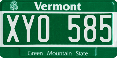 VT license plate XYO585