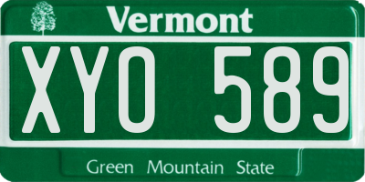 VT license plate XYO589