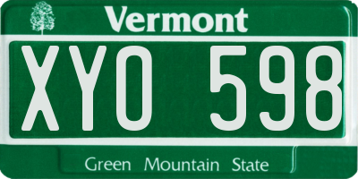 VT license plate XYO598