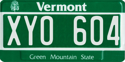 VT license plate XYO604