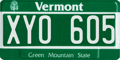 VT license plate XYO605