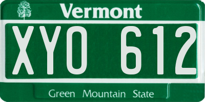 VT license plate XYO612