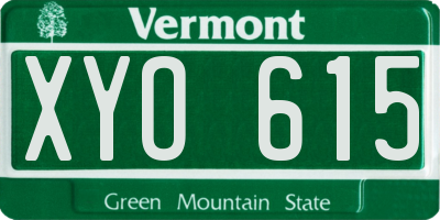 VT license plate XYO615