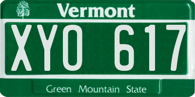VT license plate XYO617
