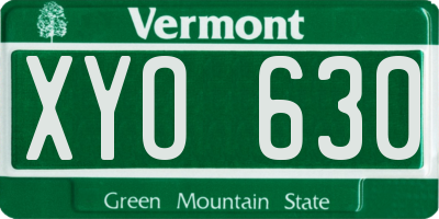 VT license plate XYO630