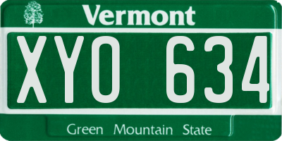 VT license plate XYO634