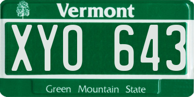 VT license plate XYO643