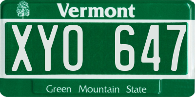 VT license plate XYO647