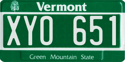 VT license plate XYO651