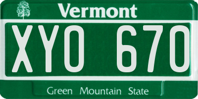 VT license plate XYO670