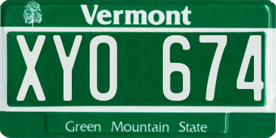 VT license plate XYO674