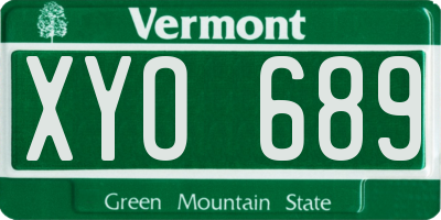 VT license plate XYO689