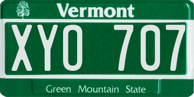 VT license plate XYO707