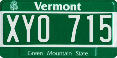 VT license plate XYO715