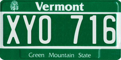 VT license plate XYO716
