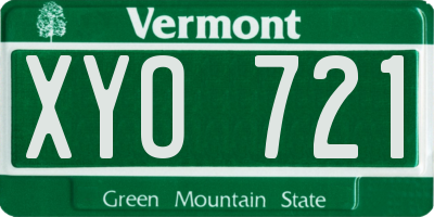VT license plate XYO721
