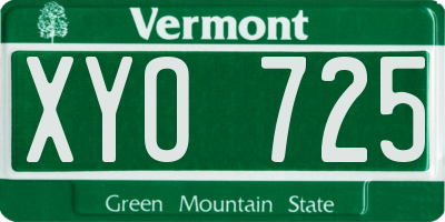 VT license plate XYO725