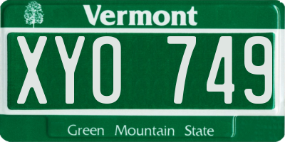 VT license plate XYO749