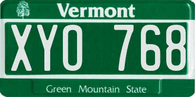 VT license plate XYO768