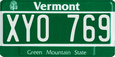 VT license plate XYO769