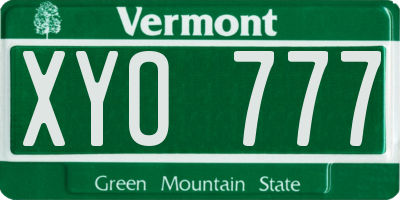 VT license plate XYO777