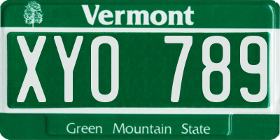VT license plate XYO789