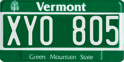 VT license plate XYO805