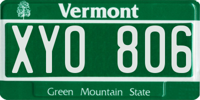 VT license plate XYO806