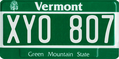 VT license plate XYO807