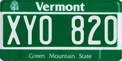 VT license plate XYO820