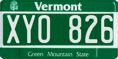 VT license plate XYO826